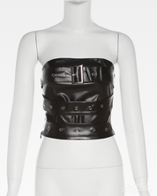 Y2K Kunstleder Bandeau Top