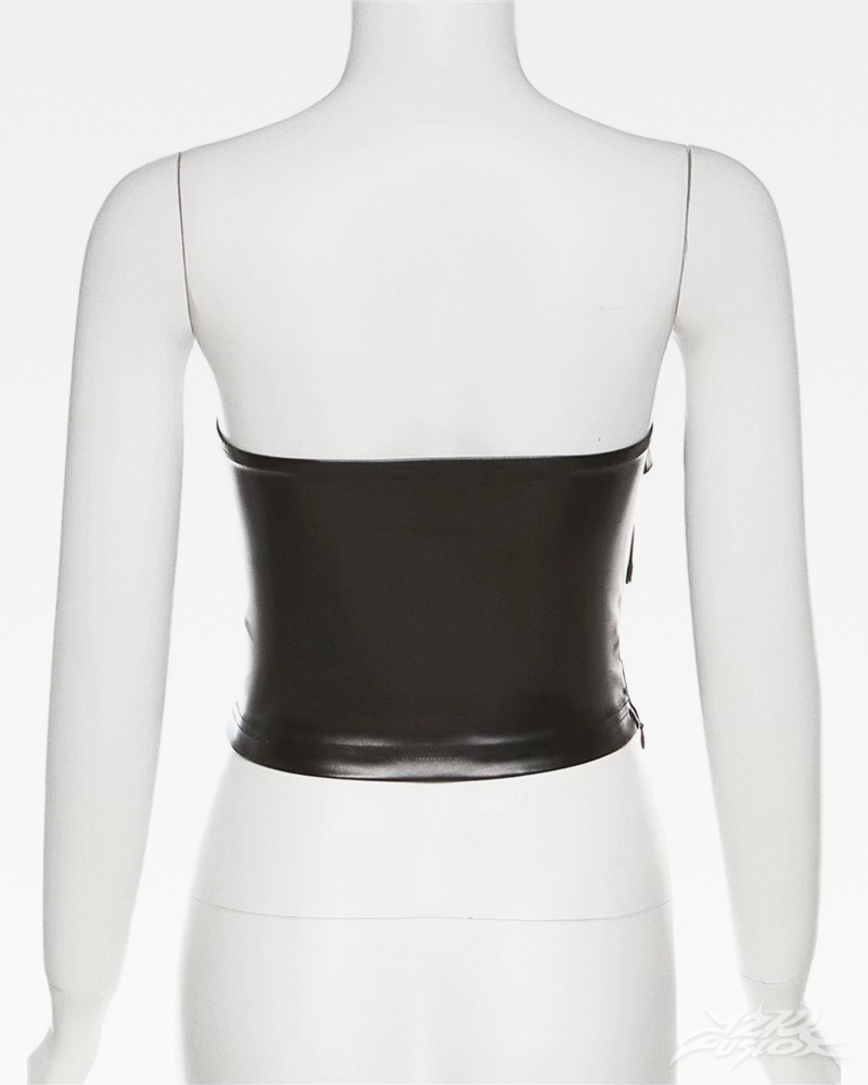 Y2K Kunstleder Bandeau Top