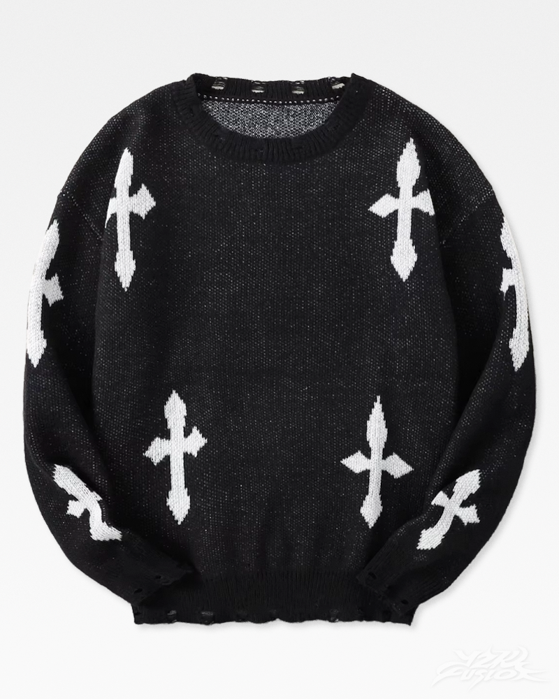 Y2K Pullover mit Gothic Kreuz