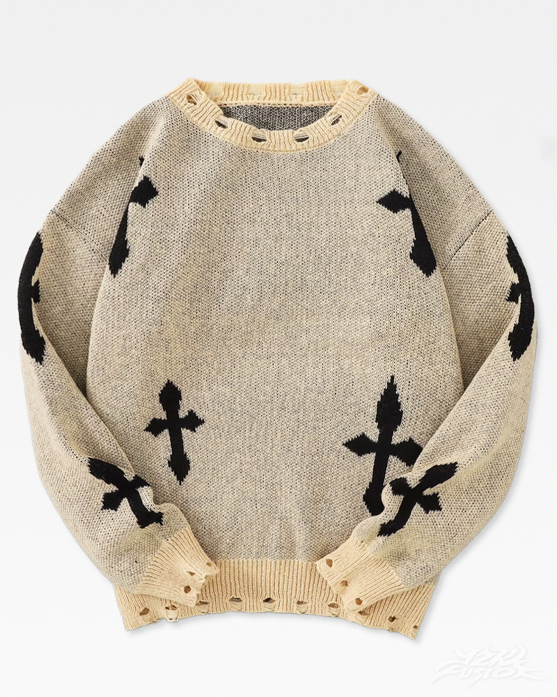 Y2K Pullover mit Gothic Kreuz