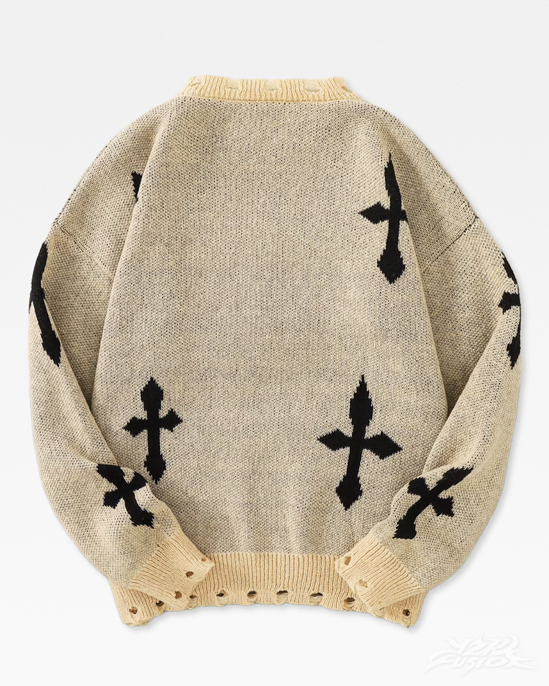 Y2K Pullover mit Gothic Kreuz