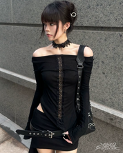 Y2K Grunge Off Shoulder Top