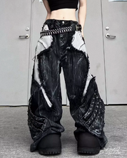 Jeansy wide leg grunge Y2K