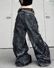 Jeansy wide leg grunge Y2K