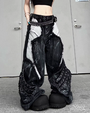 Jeansy wide leg grunge Y2K