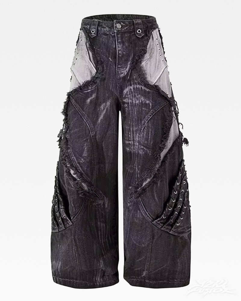Jeansy wide leg grunge Y2K