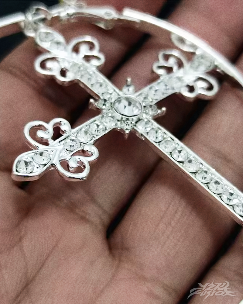 Y2K Große Creolen mit Kreuz