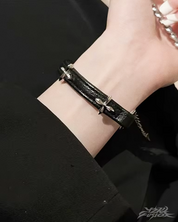 Y2K Leather Cross Bracelet
