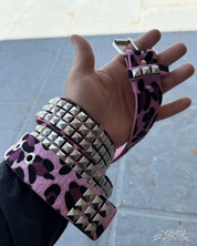 Ceinture à clous léopard Y2K