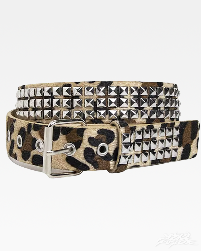 Y2K Leopard Studded Belt