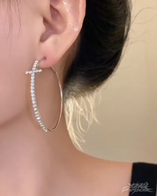 Y2K Creolen mit Strass Kreuz