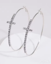 Y2K Creolen mit Strass Kreuz