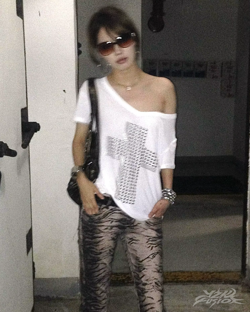 Y2K Strass Kreuz Top