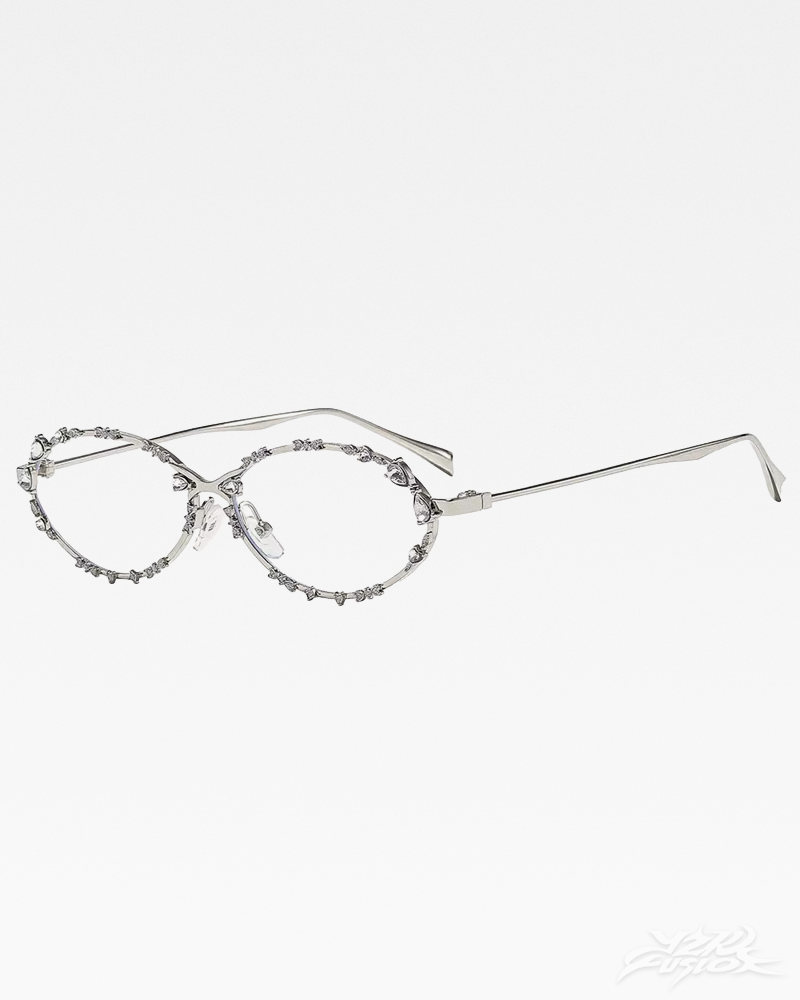 Y2K Ovale Strass Sonnenbrille