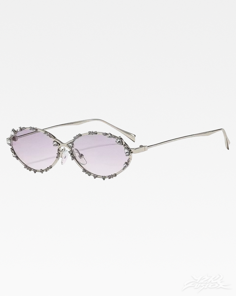 Y2K Ovale Strass Sonnenbrille