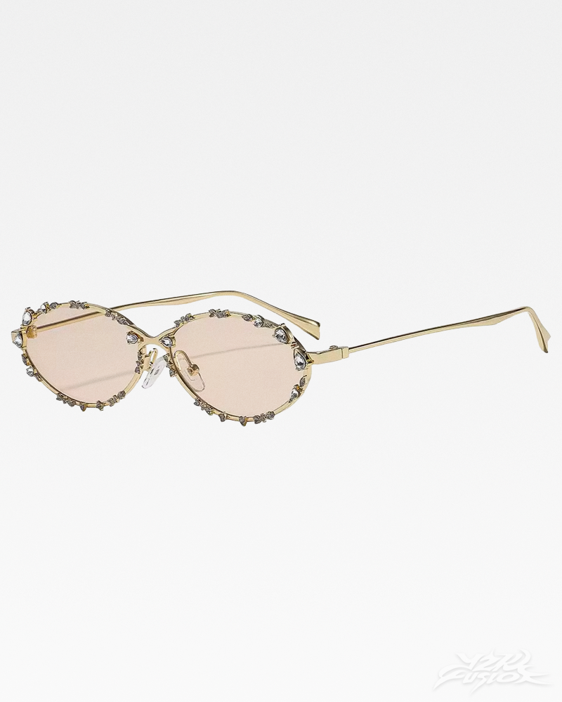 Y2K Ovale Strass Sonnenbrille