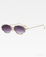 Y2K Ovale Strass Sonnenbrille