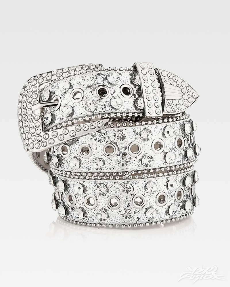 Y2K Rhinestone Silver Belt