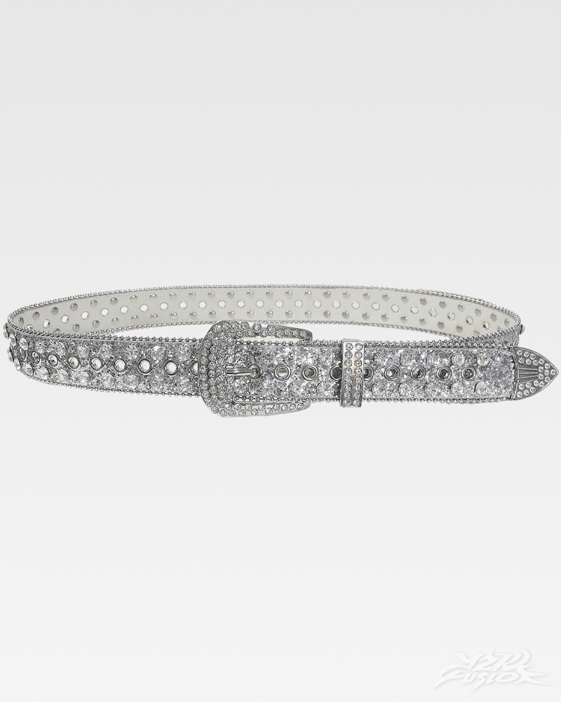 Y2K Rhinestone Silver Belt