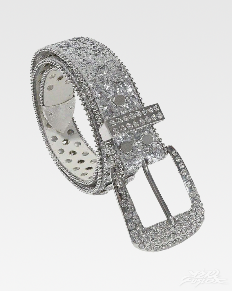 Y2K Rhinestone Silver Belt