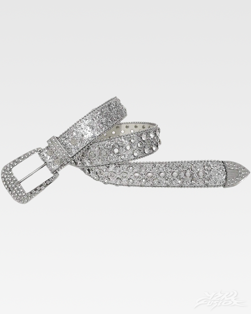 Y2K Rhinestone Silver Belt