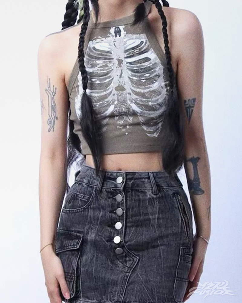 Crop top squelette Y2K