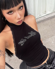 Y2K Neckholder Top Schwarz
