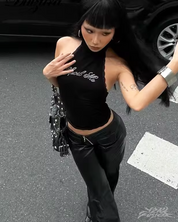 Y2K Neckholder Top Schwarz