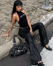 Y2K Neckholder Top Schwarz