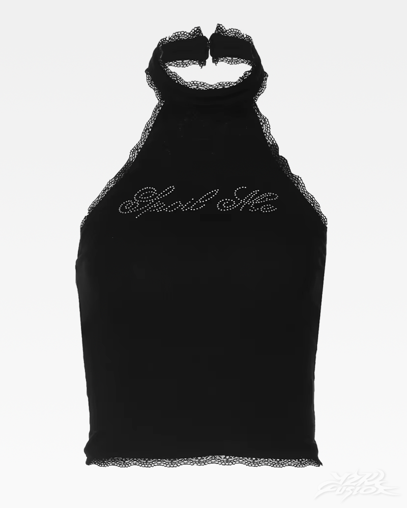 Y2K Neckholder Top Schwarz