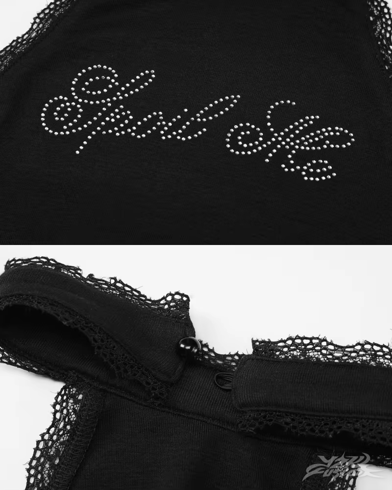 Y2K Neckholder Top Schwarz