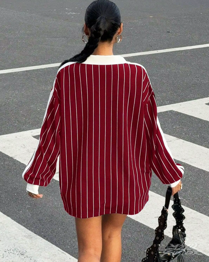 Bluza polo w paski Y2K