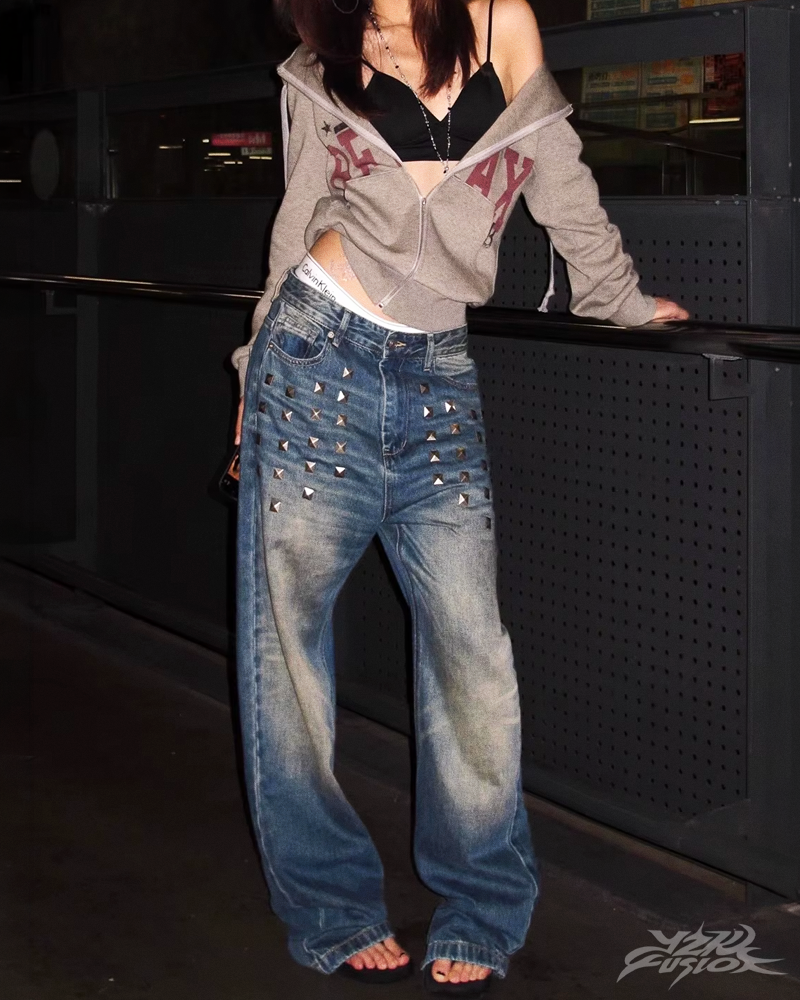 Y2K Baggy Jeans mit Nieten