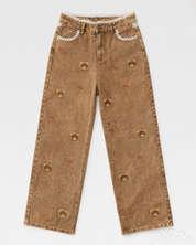 Jean Y2K ours brodé