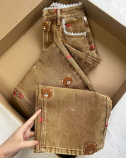 Jean Y2K ours brodé