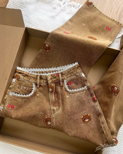 Jean Y2K ours brodé