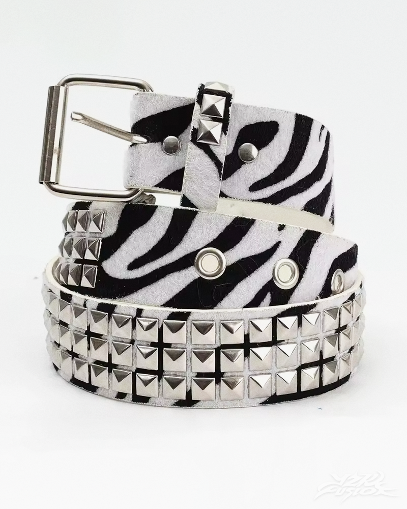 Y2K Zebra Gürtel mit Nieten