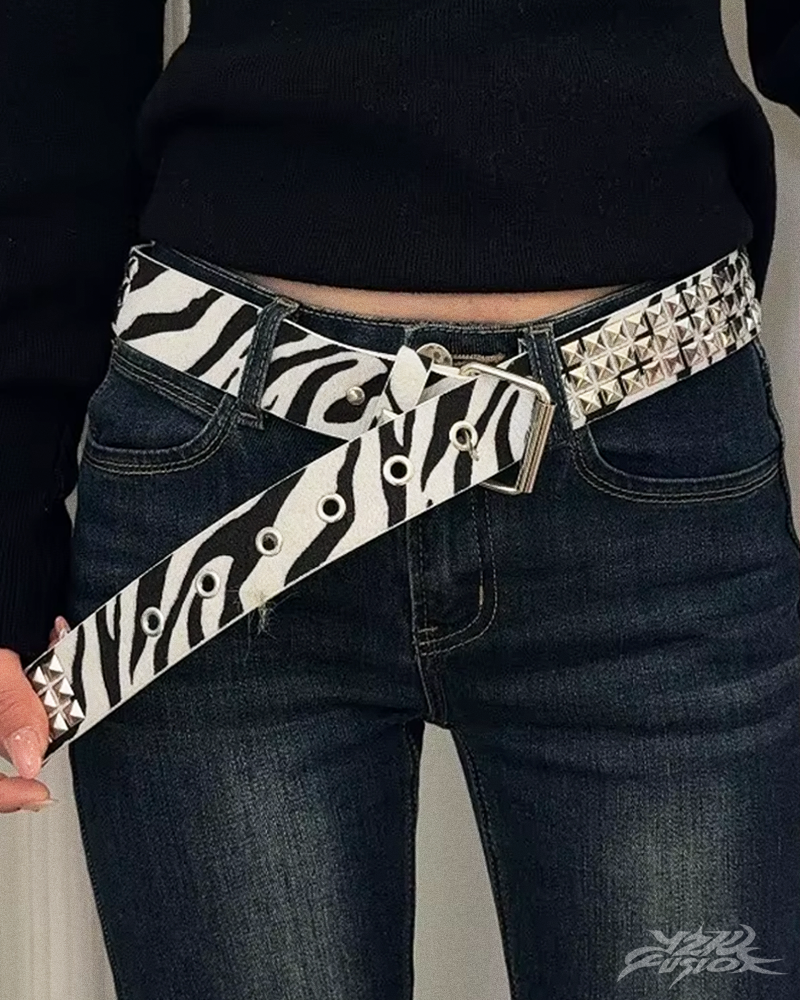 Y2K Zebra Gürtel mit Nieten